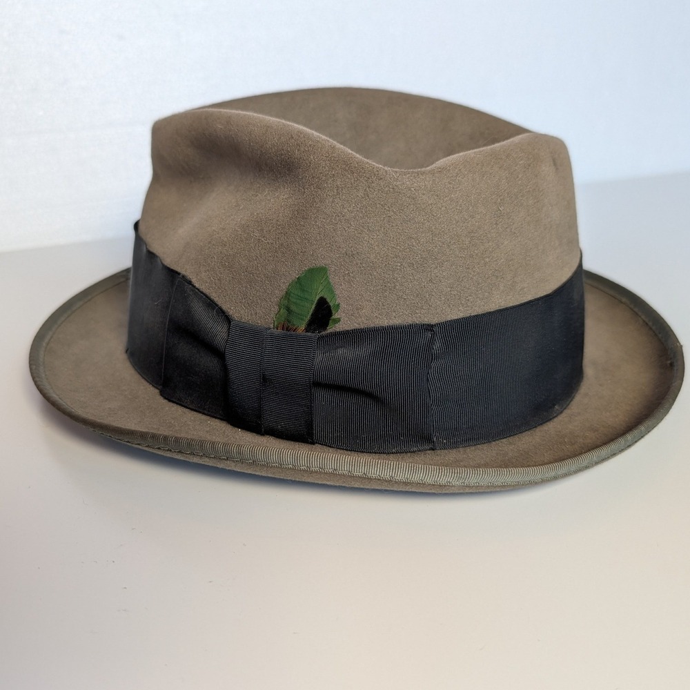 Stevens The Regent Fedora Taupe Brown Felt Hat Size 7 1/4 H.K. Severson VTG